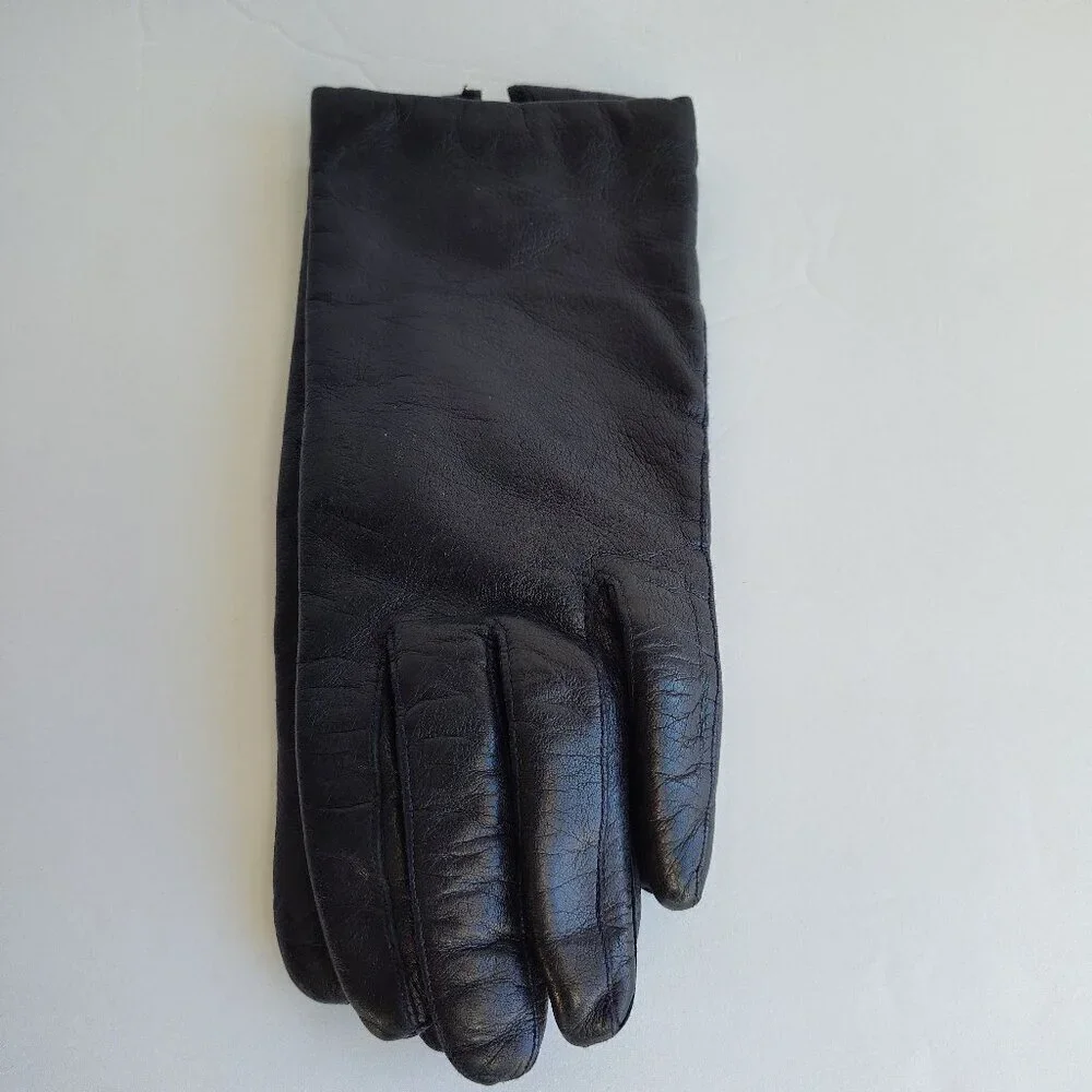 Ladies SZ 7 Black Leather Gloves